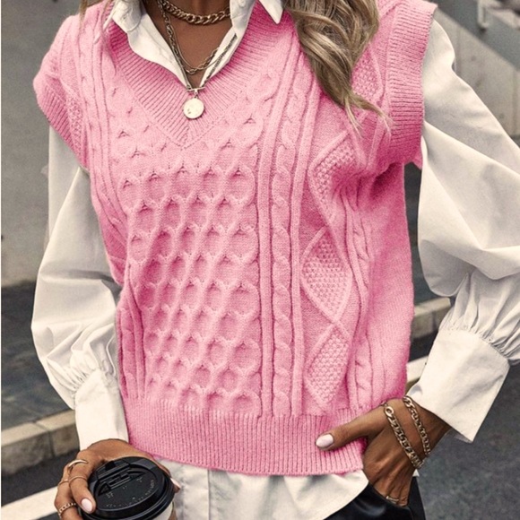 AndTheWhy Mauve Textured Oversized Cotton Sweater Vest | Size Small/Medium - Picture 10 of 11